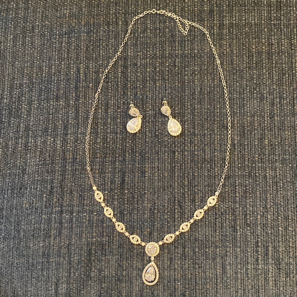 Faux crystal necklace and earrings
